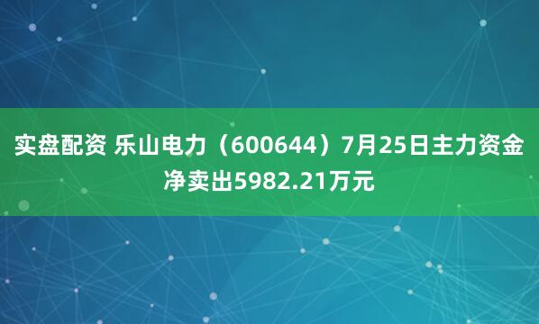 实盘配资 乐山电力（600644）7月25日主力资金净卖出5982.21万元
